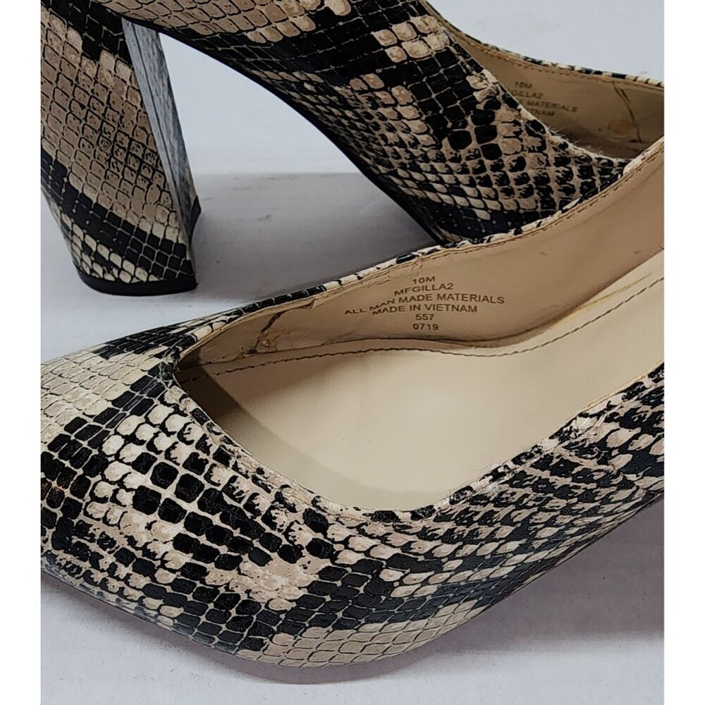 Marc Fisher Gilla 2 Snakeskin Pointed Toe Block Heel Ankle Strap Pumps Size 10M - Picture 8 of 16